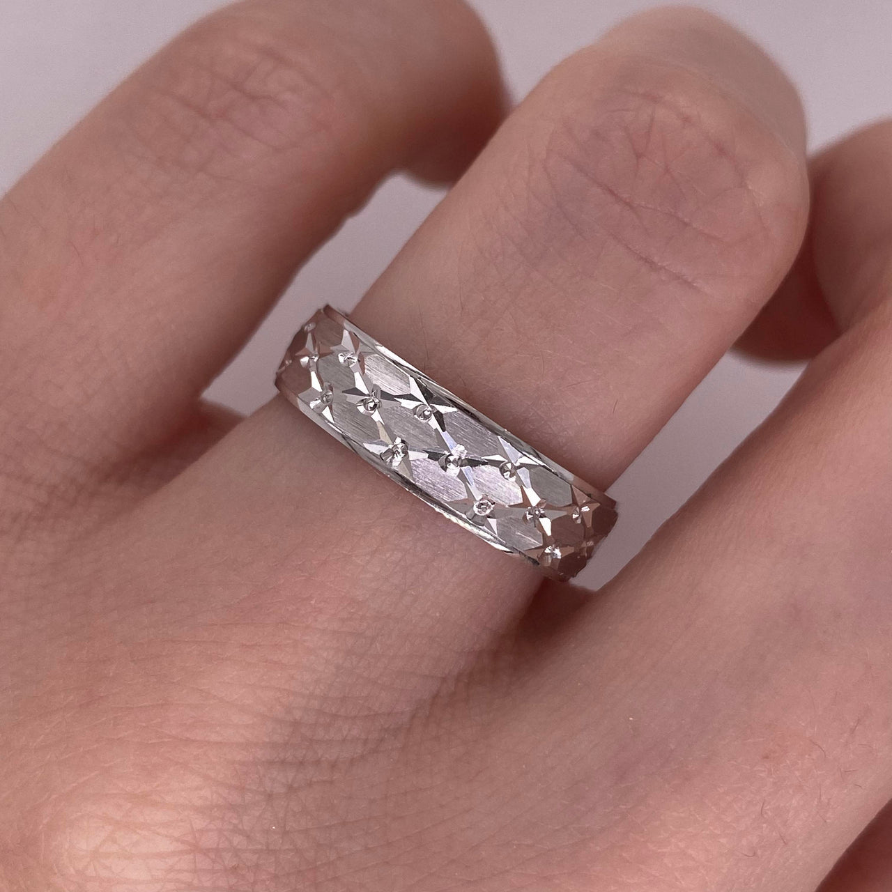 Argolla Oro Blanco 14k - Platinada, Ancho 5 mm