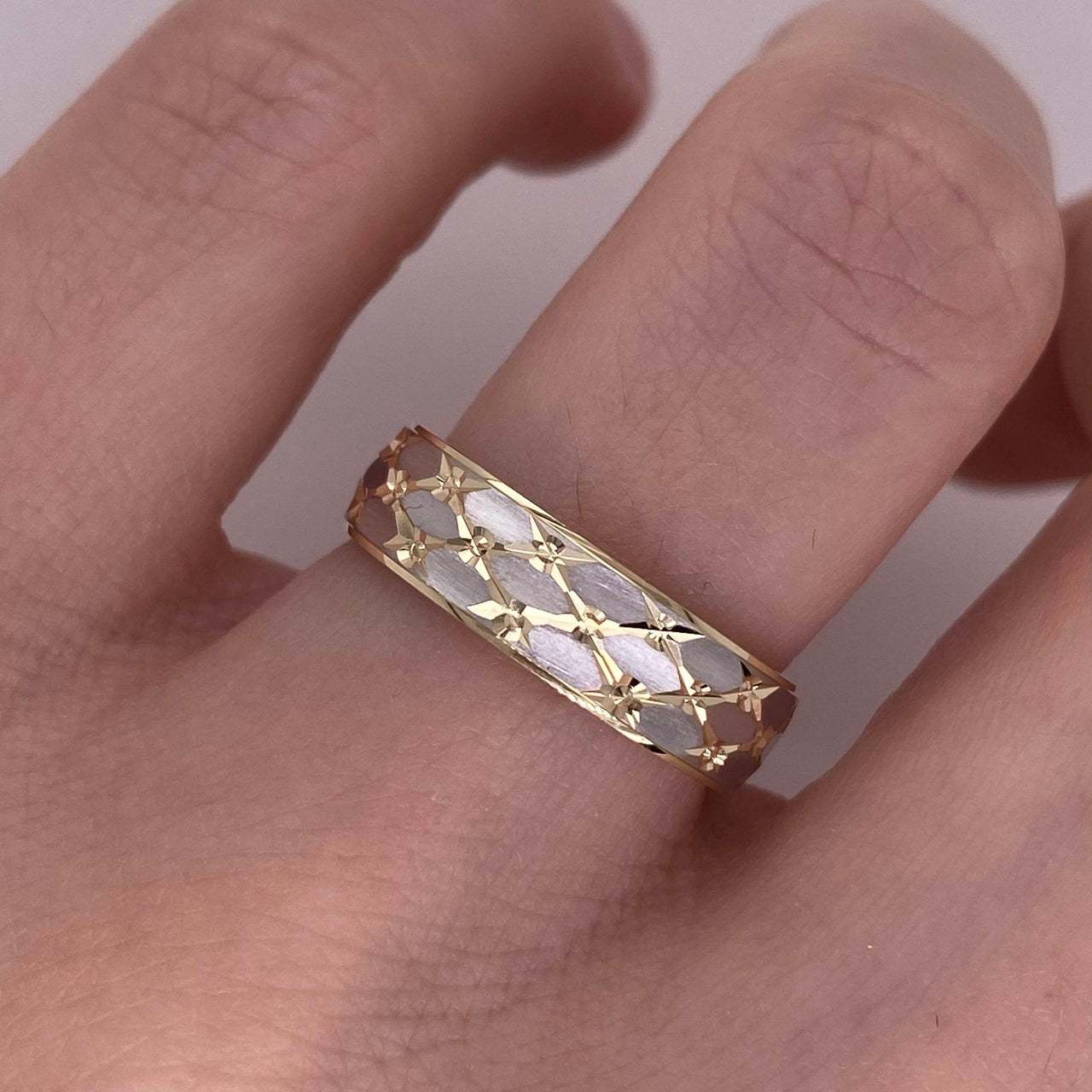 Argolla Oro Combinado 14k - Platinada, Ancho 5 mm