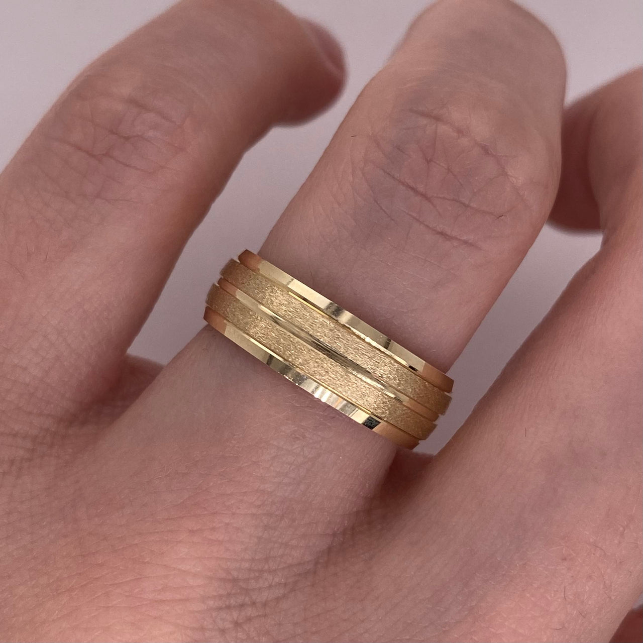 Argolla Oro Amarillo 14k - Acabado Liso Diamantado, Ancho 6 mm