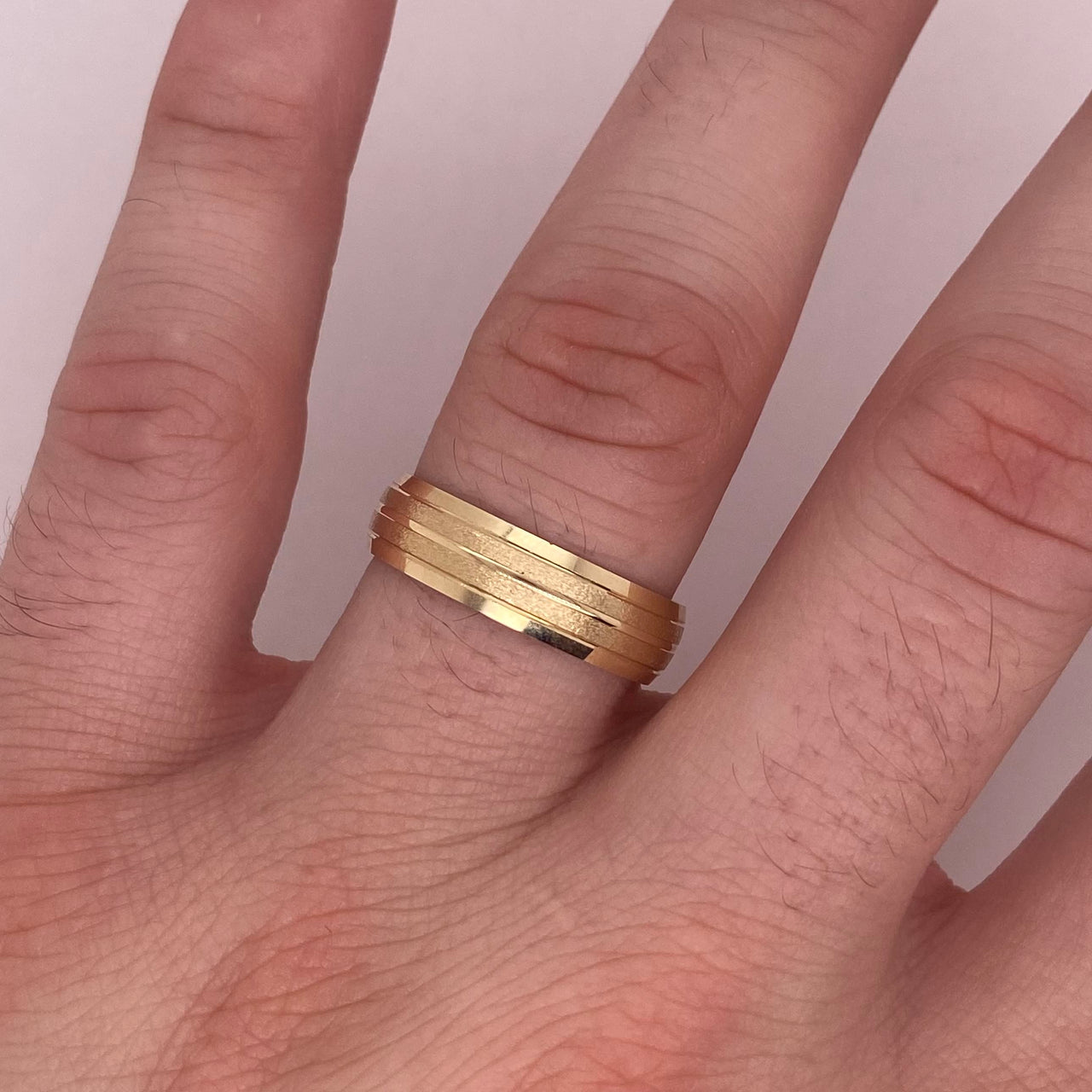 Argolla Oro Amarillo 14k - Acabado Liso Diamantado, Ancho 6 mm