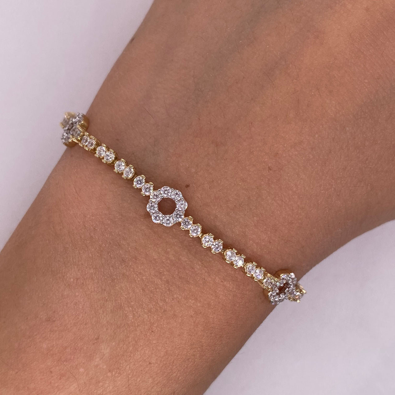 Pulsera Oro 10k - Estilo Brazalete Tenis con Zirconias
