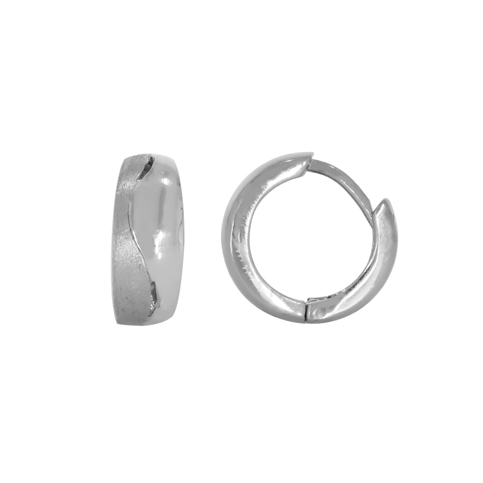 Arracadas Huggies Oro Blanco 14k, Acabado Liso, 10 mm de Diámetro, Ancho 6 mm