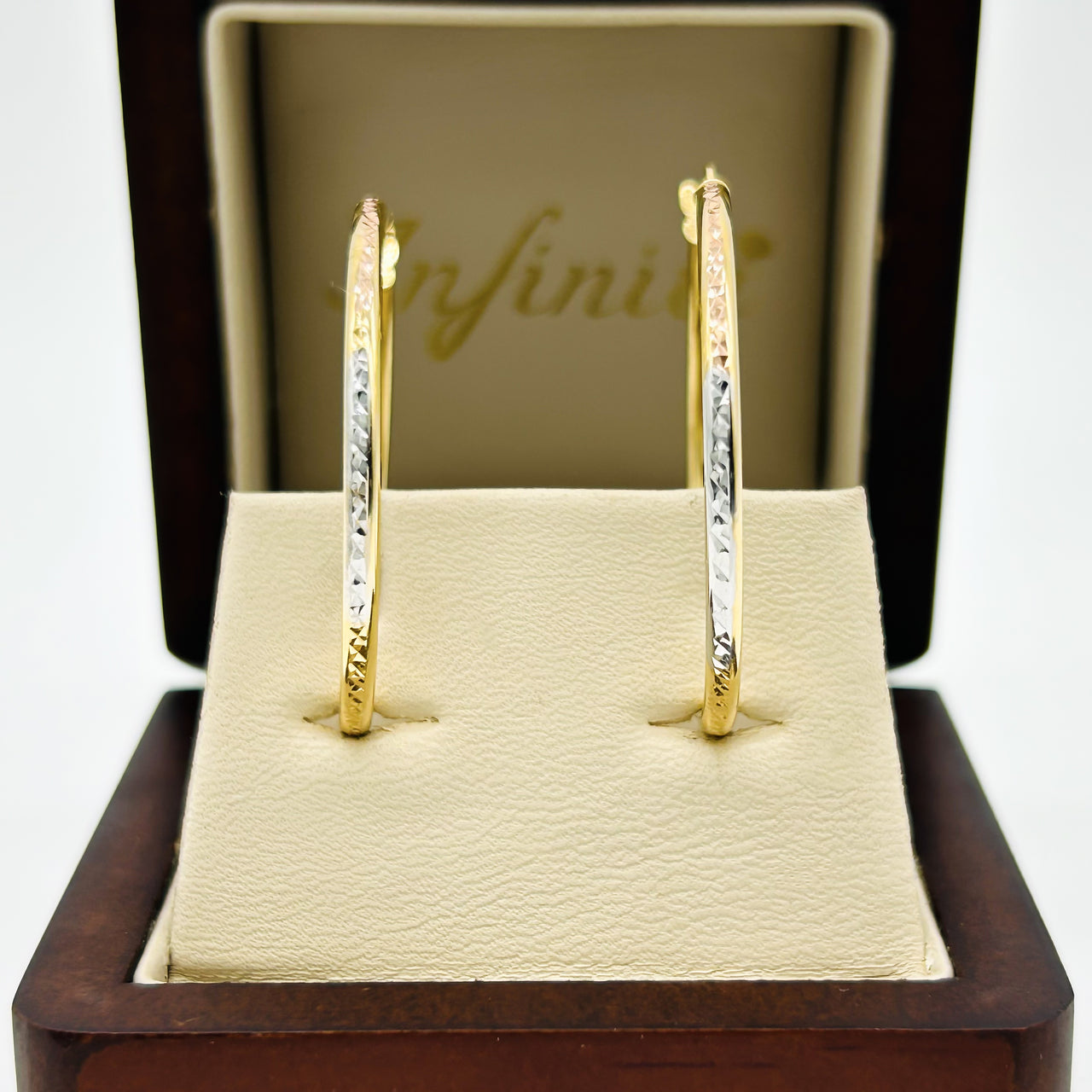 Arracada Oro Florentino 10k - Diamantada Diámetro 3.3 cm
