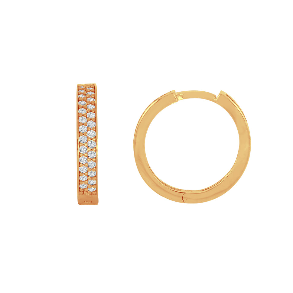 Huggies Oro 14k - Con Zirconias, 1.5 cm Diámetro