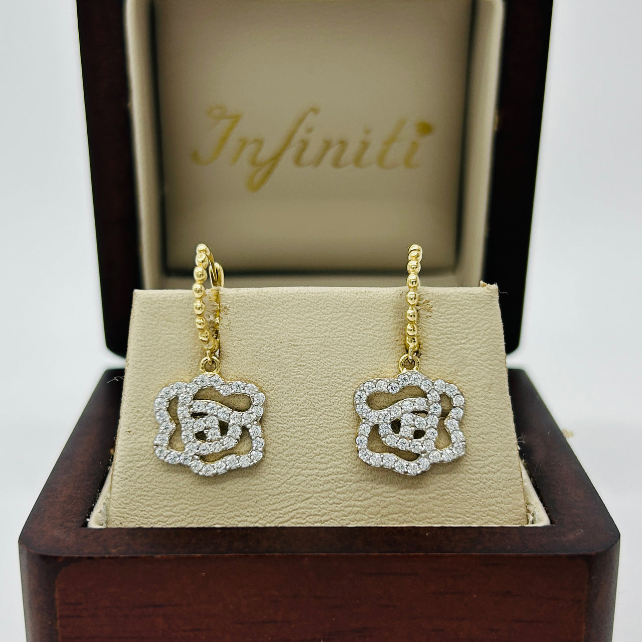 Arete Oro 10k - Rosa con Zirconia
