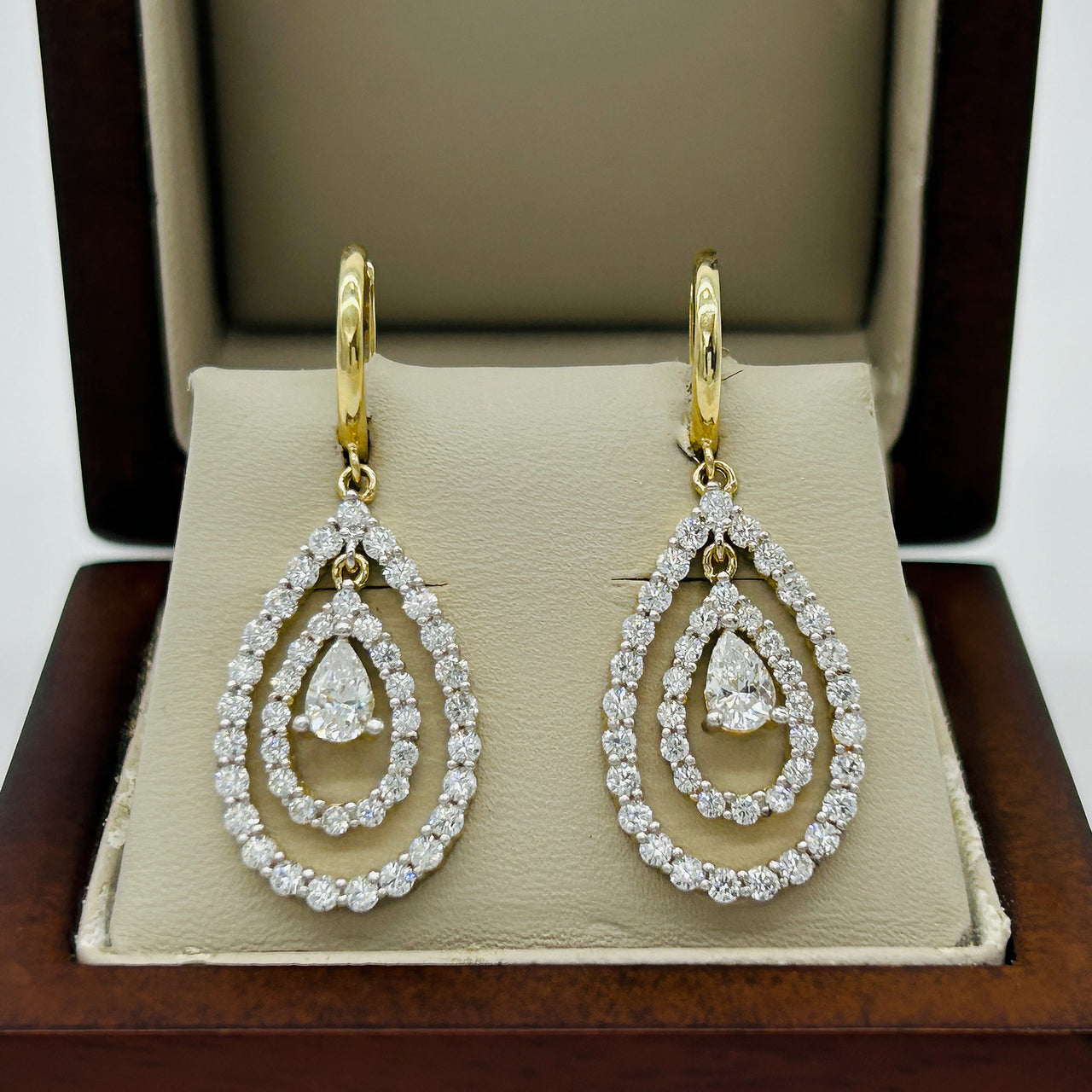 Arete Oro 10k - Gota con Zirconias