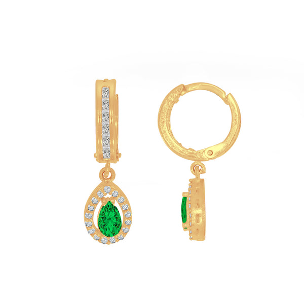 Huggies Oro 10k - Dije Colgante Zirconia Verde