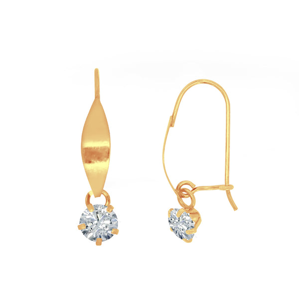 Aretes Oro 10k - Hoja con Zirconia