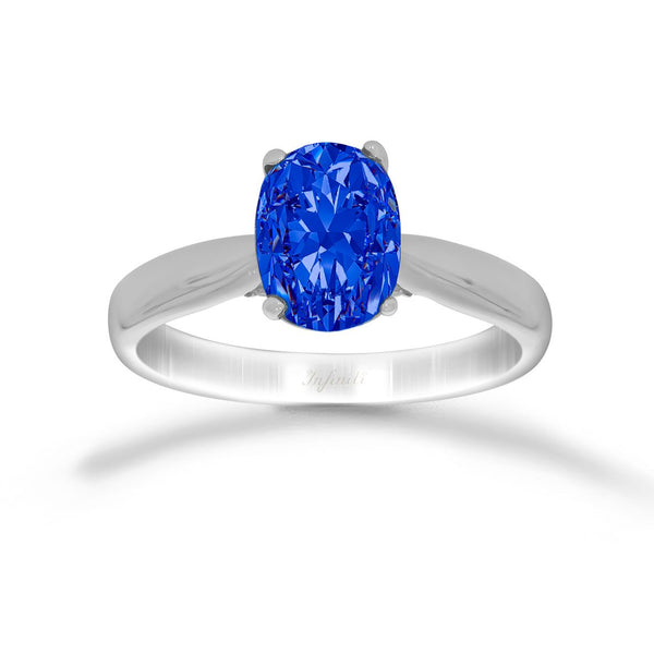 Anillo Oro Blanco 14k - Zafiro Laboratorio 1.6 CT