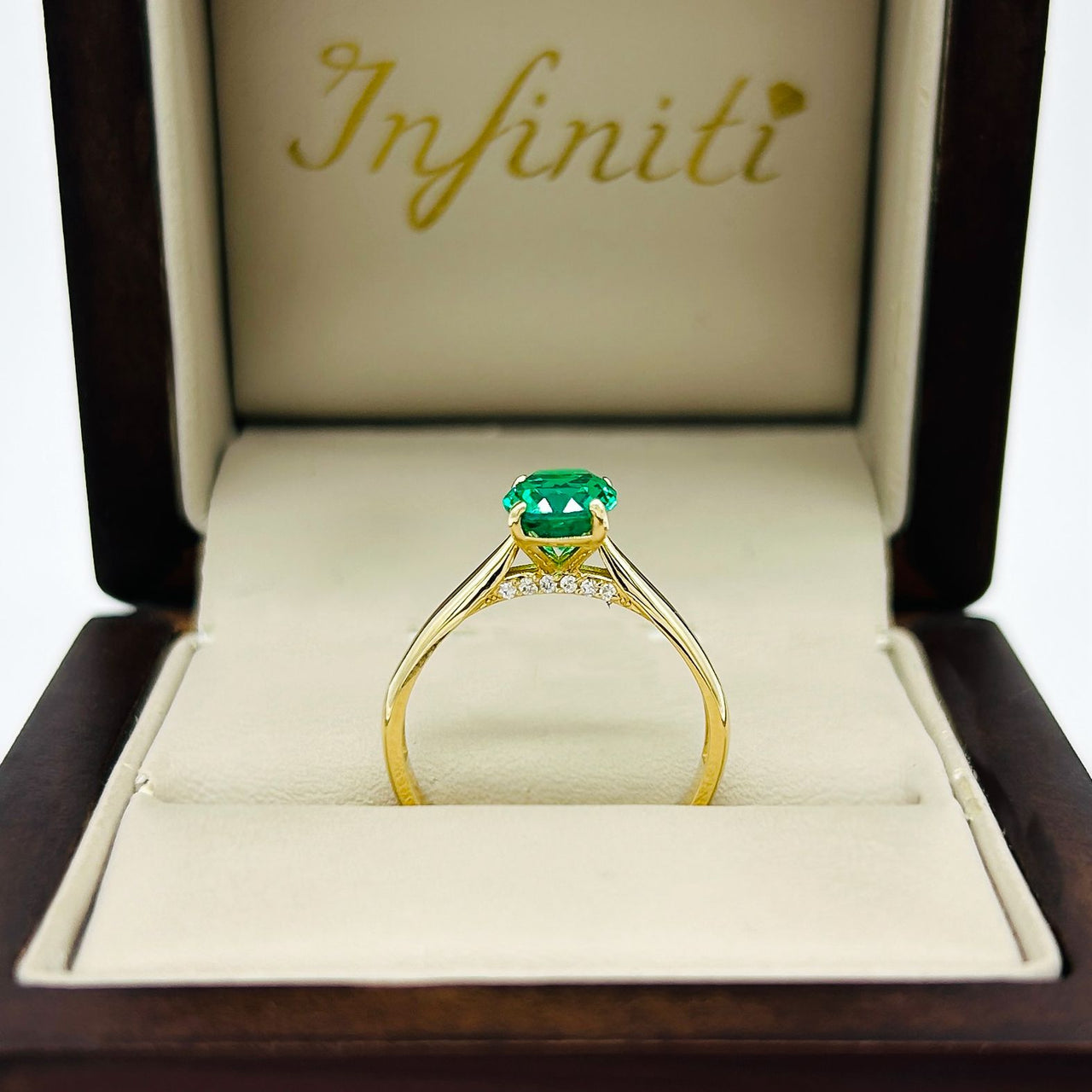 Anillo Oro 14k - Esmeralda Laboratorio 1.2 CT