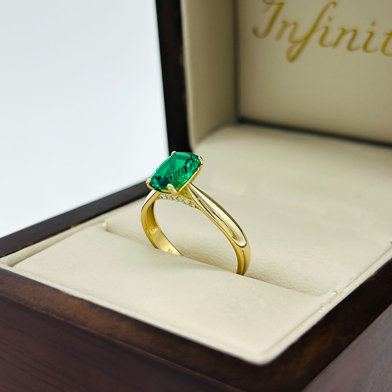 Anillo Oro 14k - Esmeralda Laboratorio 1.2 CT
