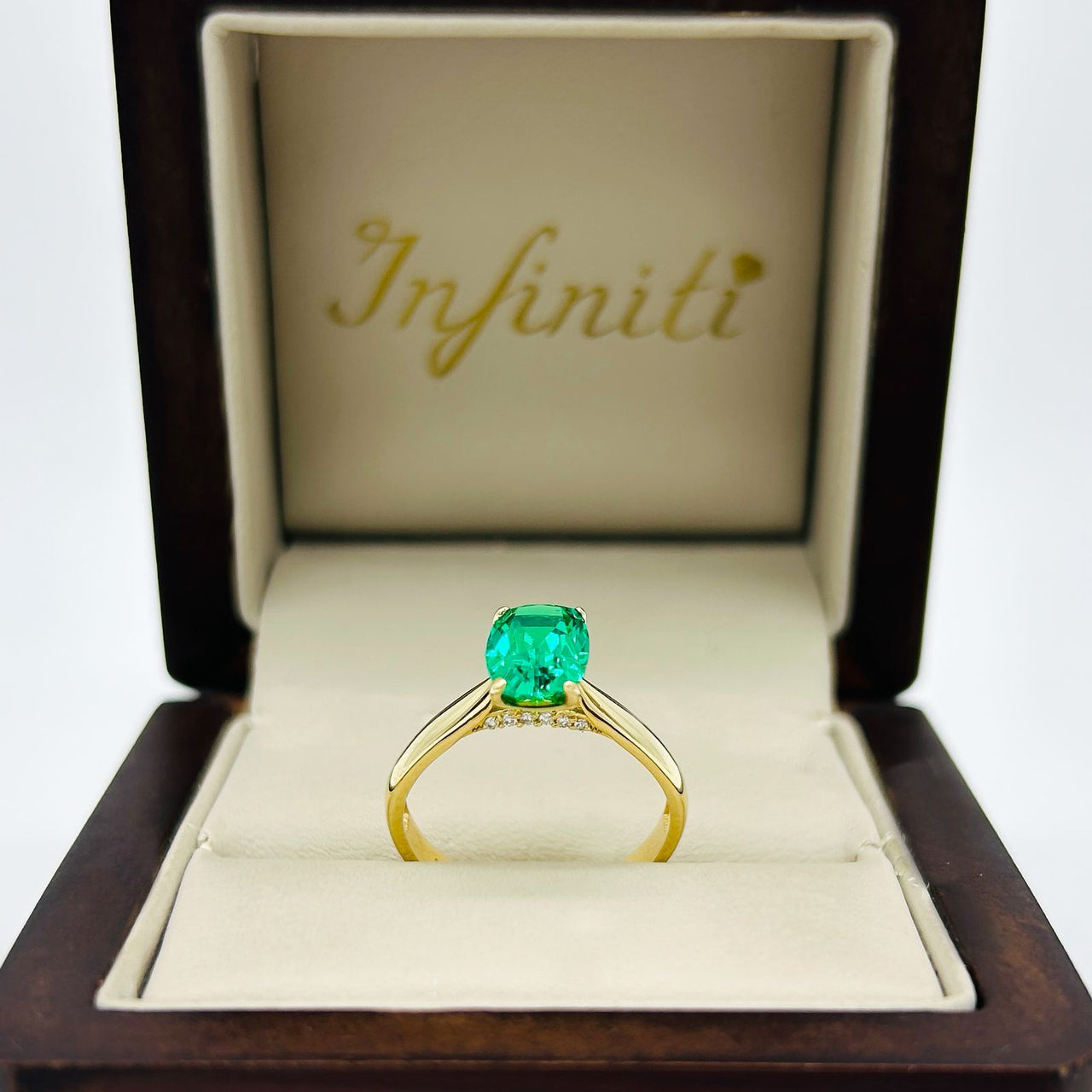 Anillo Oro 14k - Esmeralda Laboratorio 1.2 CT