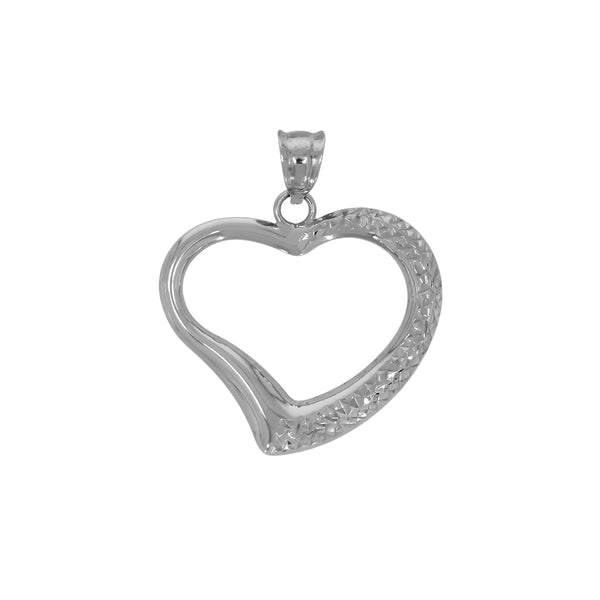 Dije de Oro Blanco 10k en forma de Corazón Diamantado