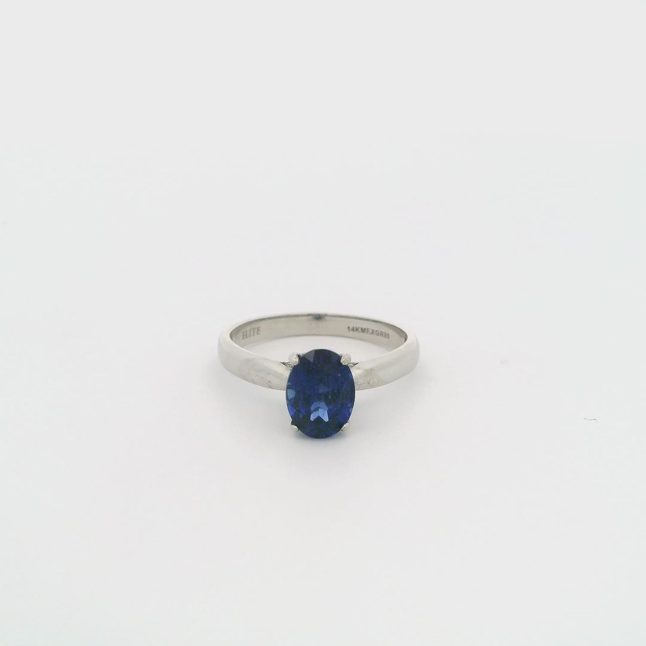 Anillo Oro Blanco 14k - Zafiro Laboratorio 1.6 CT