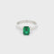 Anillo Oro Blanco 14k - Esmeralda Laboratorio 0.85 CT