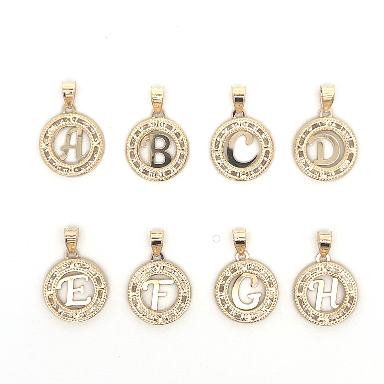 Dije con Cadena Oro 10k - Letras Abecedario con Zirconias