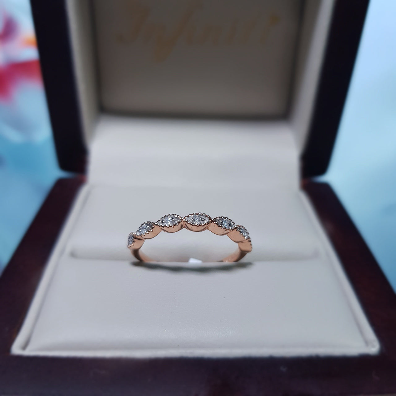 Churumbela Oro Rosa 14k, Diamante Natural 5 Puntos Totales - Infiniti Joyas