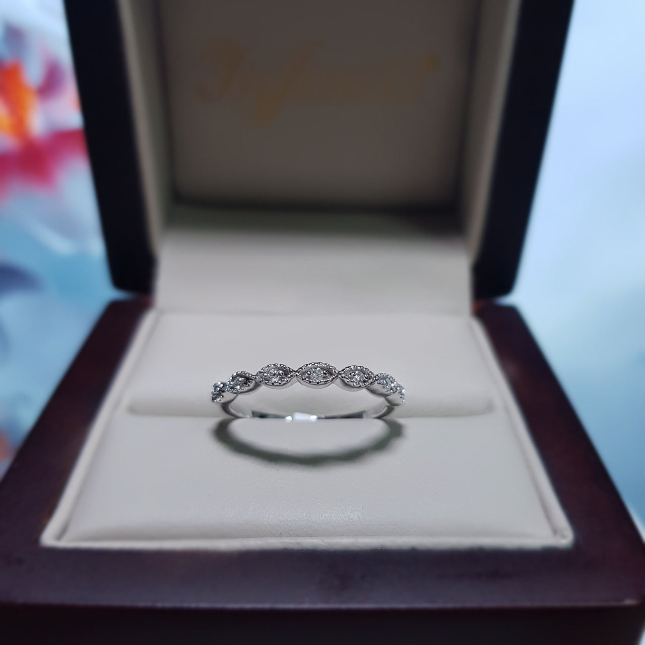 Churumbela Oro Blanco 14k, Diamante Natural 5 Puntos Totales - Infiniti Joyas