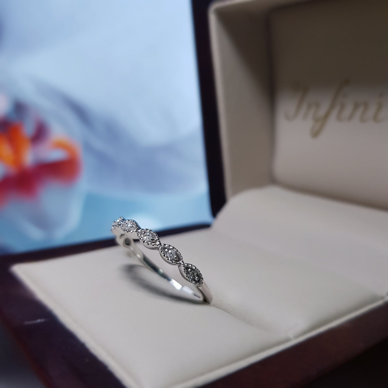 Churumbela Oro Blanco 14k, Diamante Natural 5 Puntos Totales - Infiniti Joyas