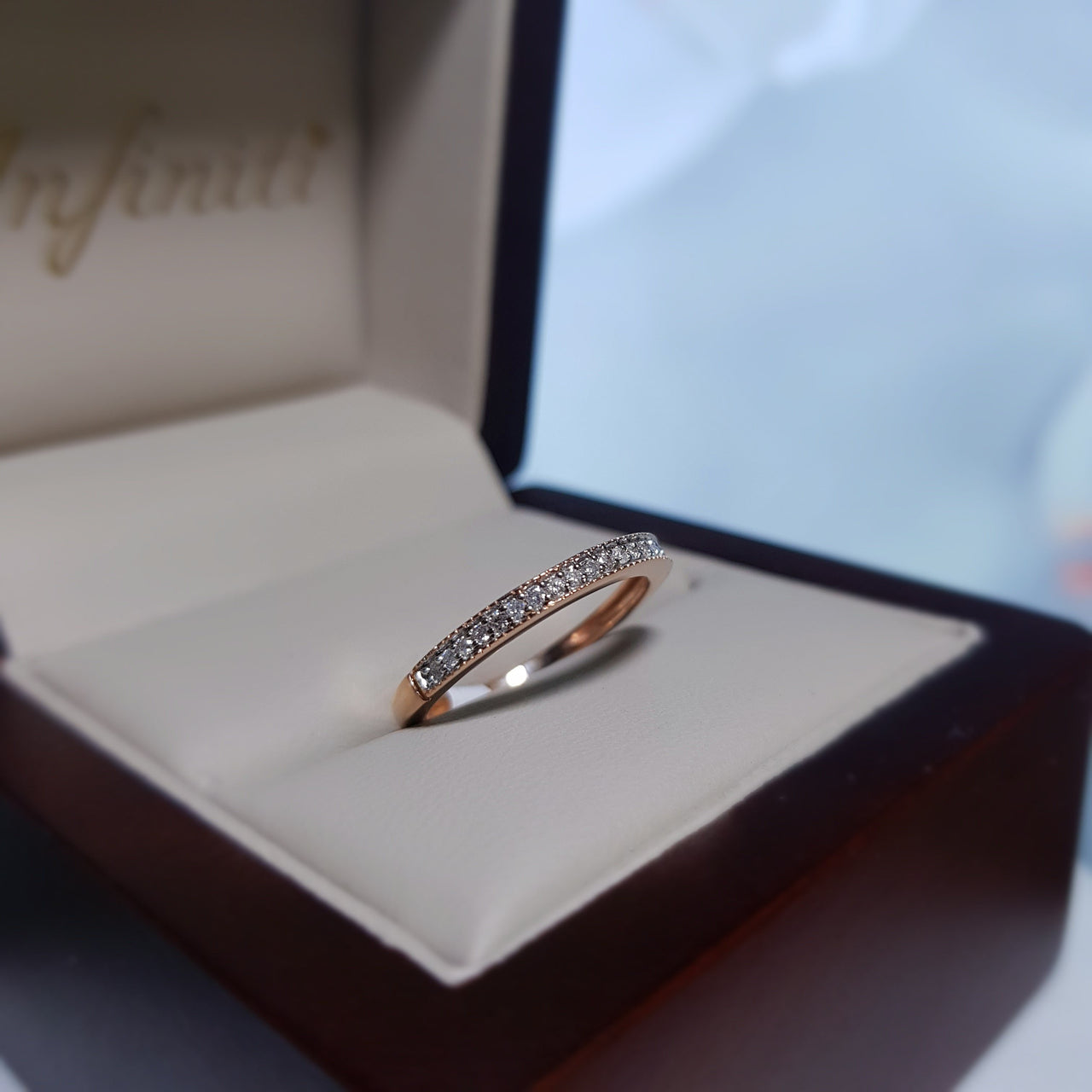 Churumbela Oro Rosa 14k, Diamante Natural 10 Puntos Estilo Canal - Infiniti Joyas