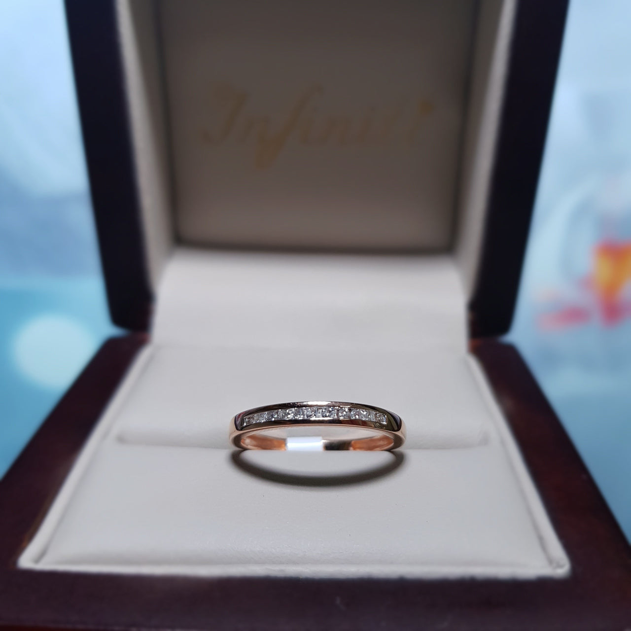 Churumbela Oro Rosa 14k, Diamante 10 Puntos Estilo Canal - Infiniti Joyas