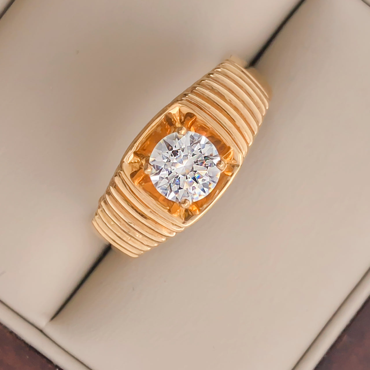 Anillo Oro 10k - Zirconia Central 6 mm
