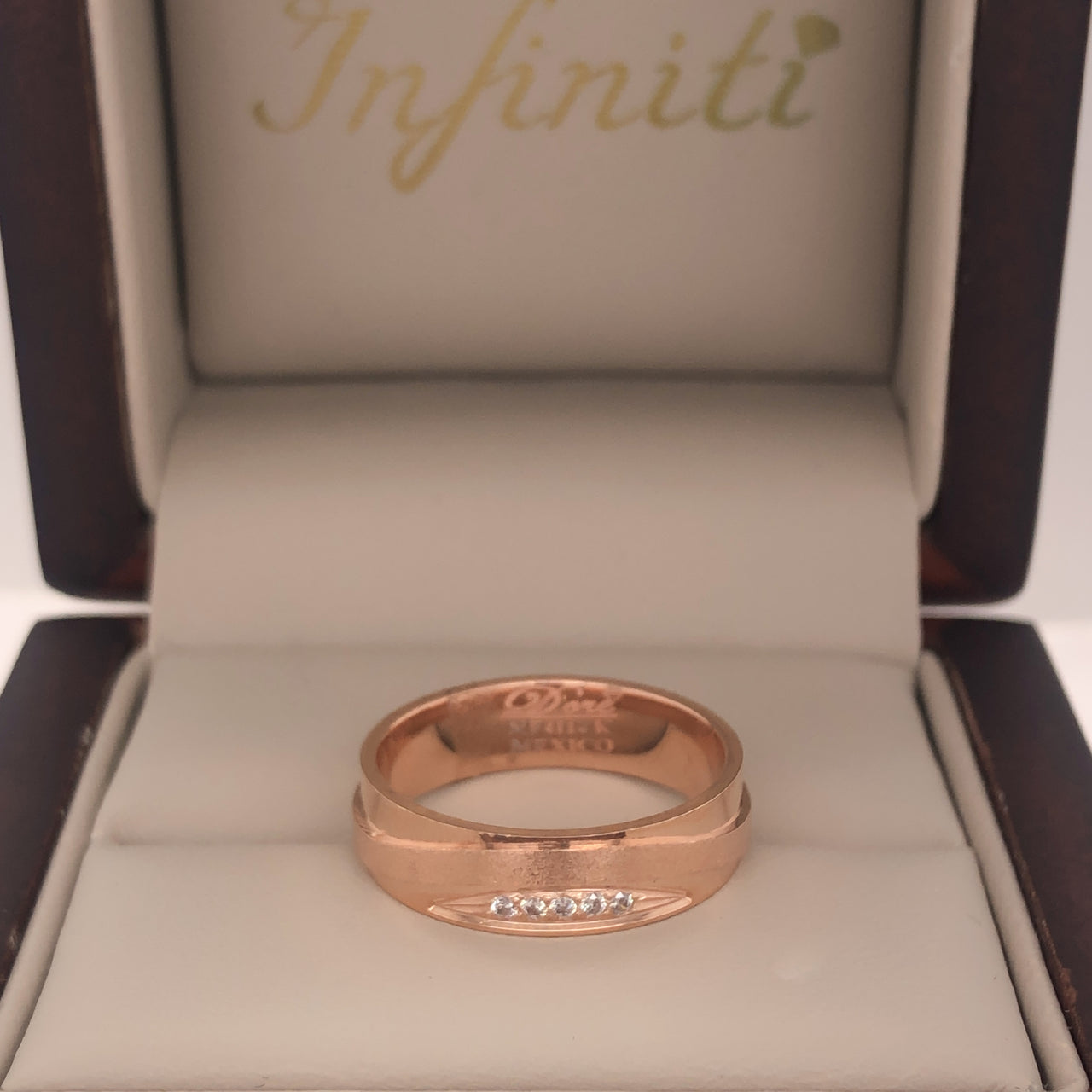 Argolla Oro Rosa 14k - Acabado Liso Línea Mate con Confort, Ancho 5 mm
