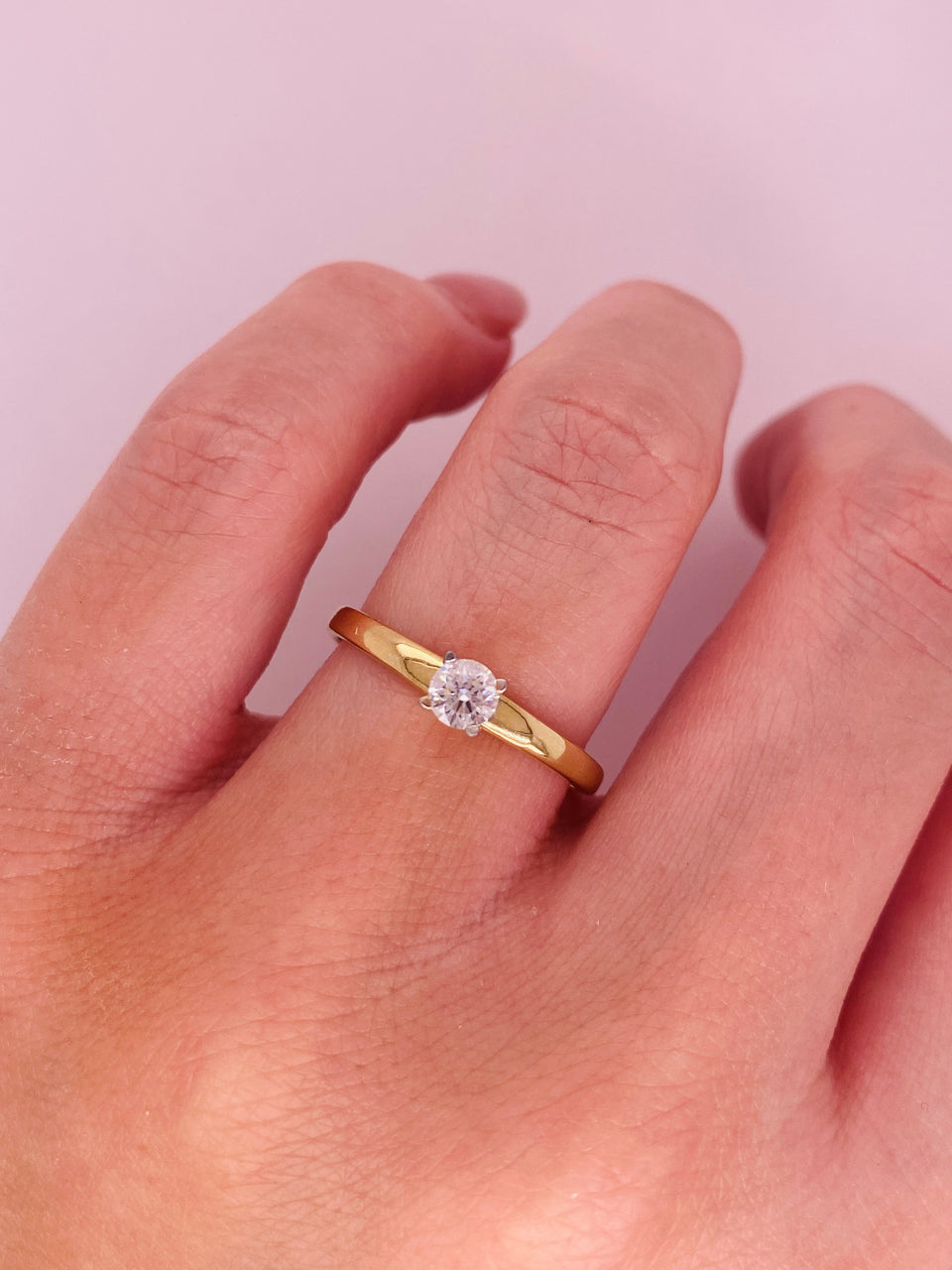 Anillo Solitario Oro 14k-Diamante Natural de 0.25 CT