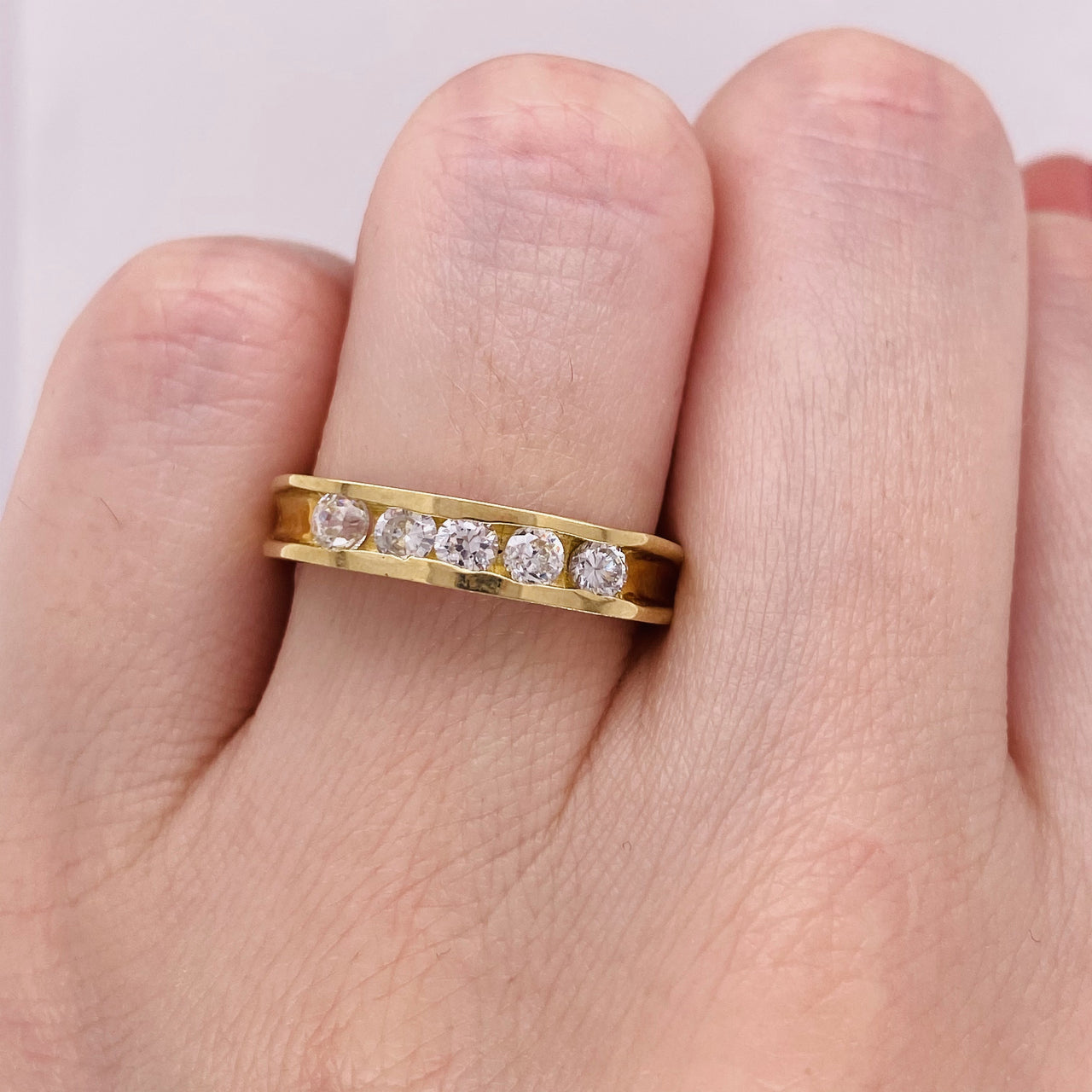 Churumbela Oro 14k, Estilo Canal Zirconias 3 mm