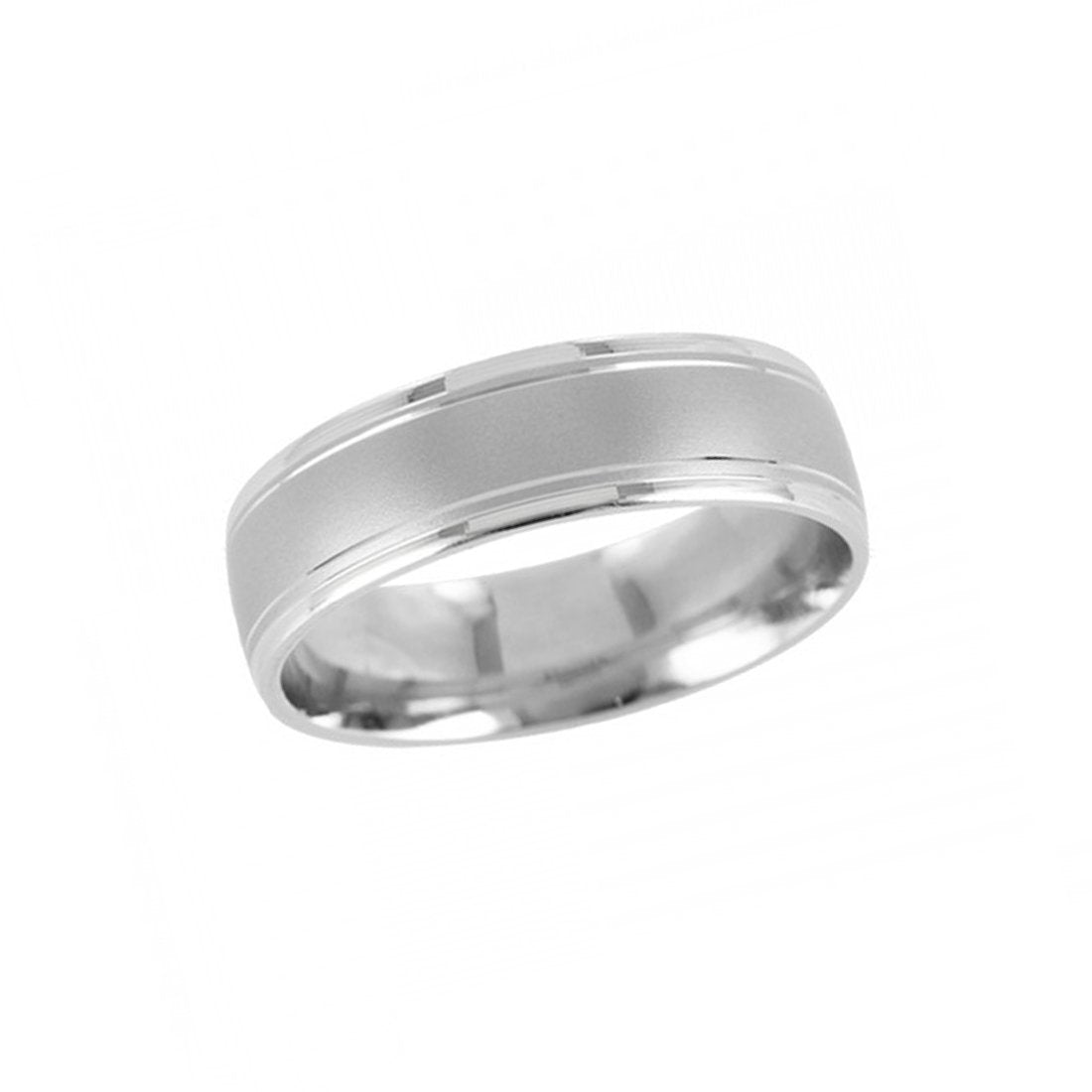 Argolla Oro Blanco 14k Acabado Mate Bisel Liso Mate, Ancho mm