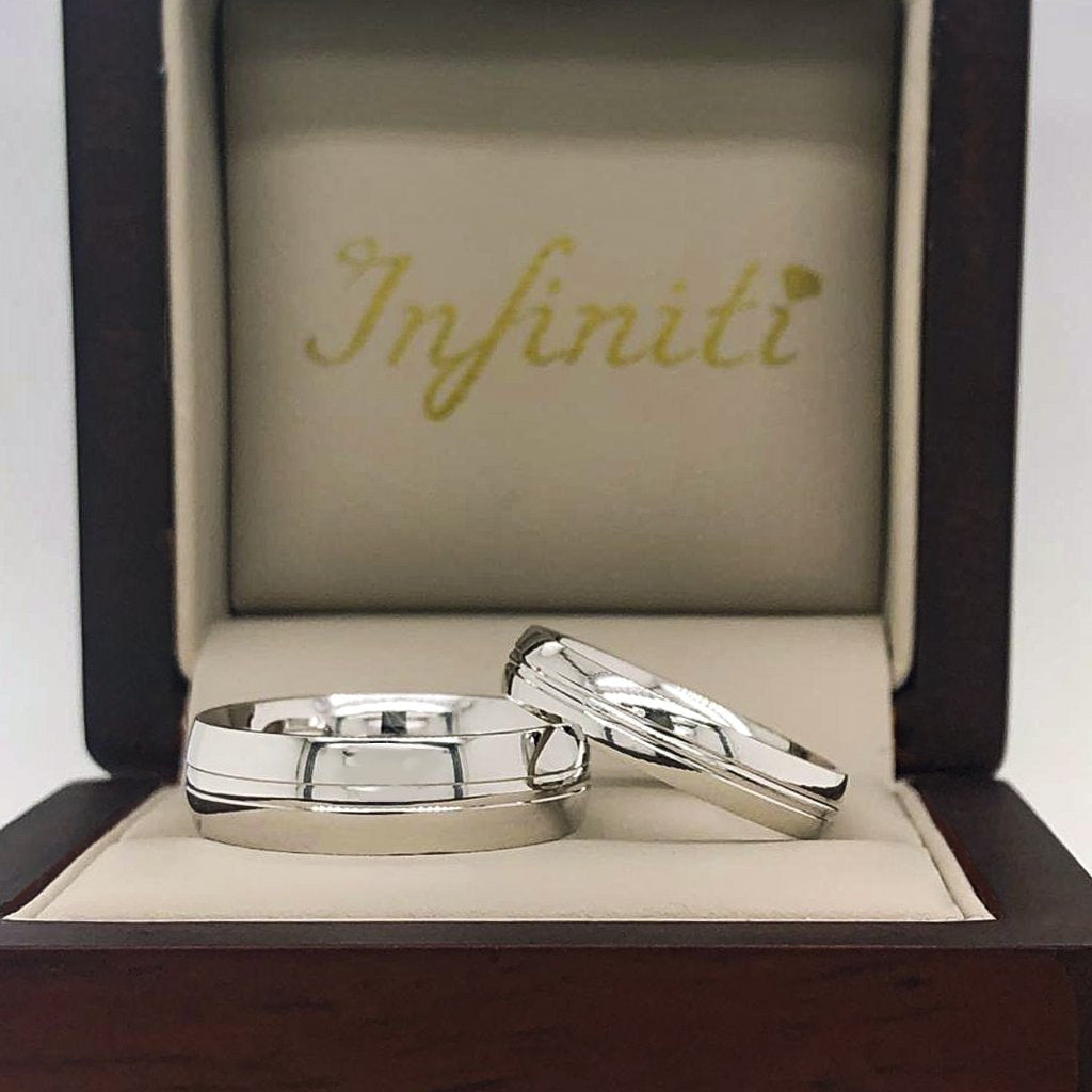 Argolla Oro Blanco 14k - Acabado Liso con Confort, Ancho de 6 mm - Infiniti Joyas