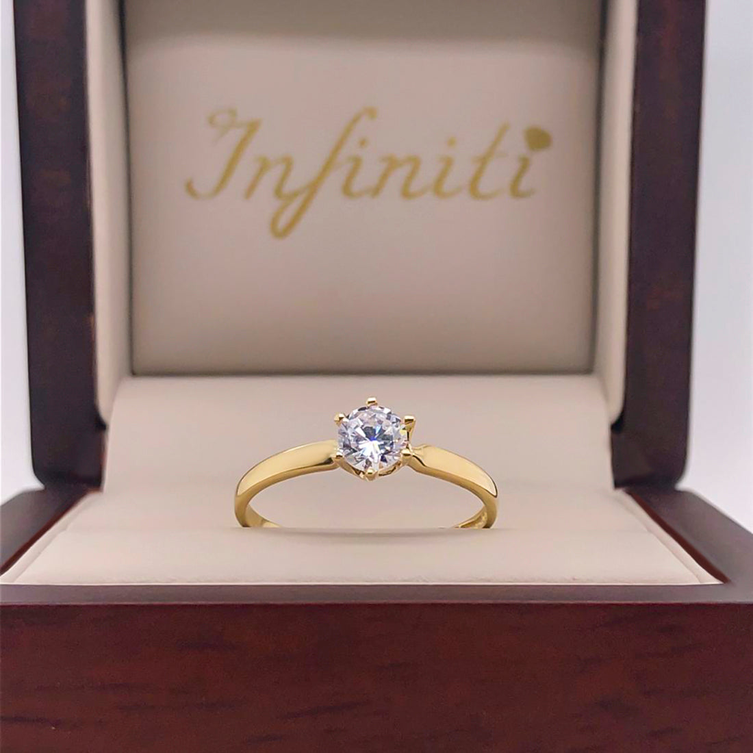 Anillo Oro 10k - Solitario con Zirconia de 5 mm