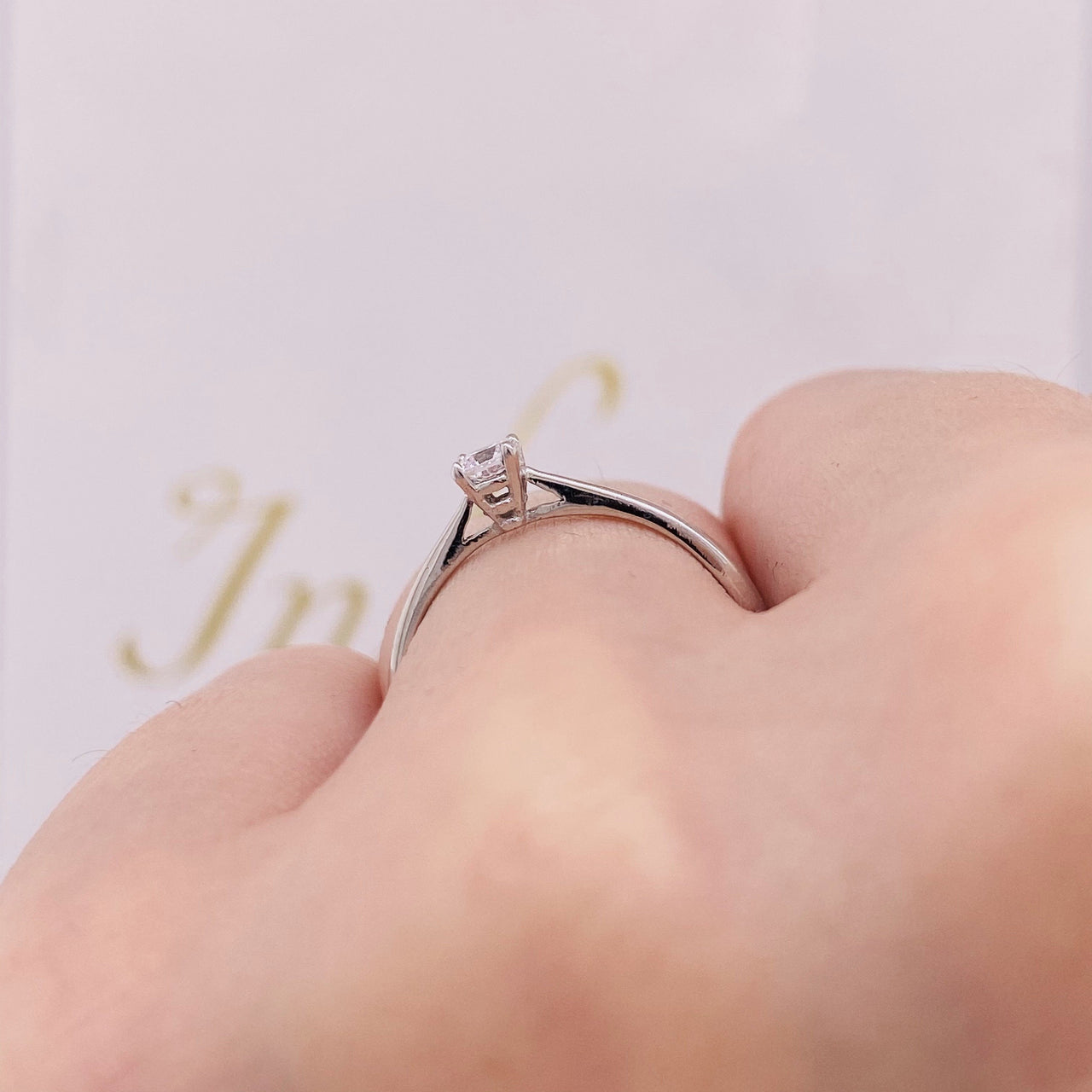 Anillo Oro Blanco 14k, Solitario Zirconia 3 mm - Infiniti Joyas