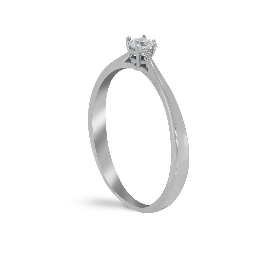 Anillo Oro Blanco 14k, Solitario Zirconia 3 mm - Infiniti Joyas