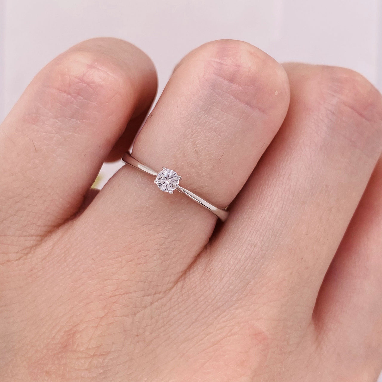Anillo Oro Blanco 14k, Solitario Zirconia 3 mm - Infiniti Joyas
