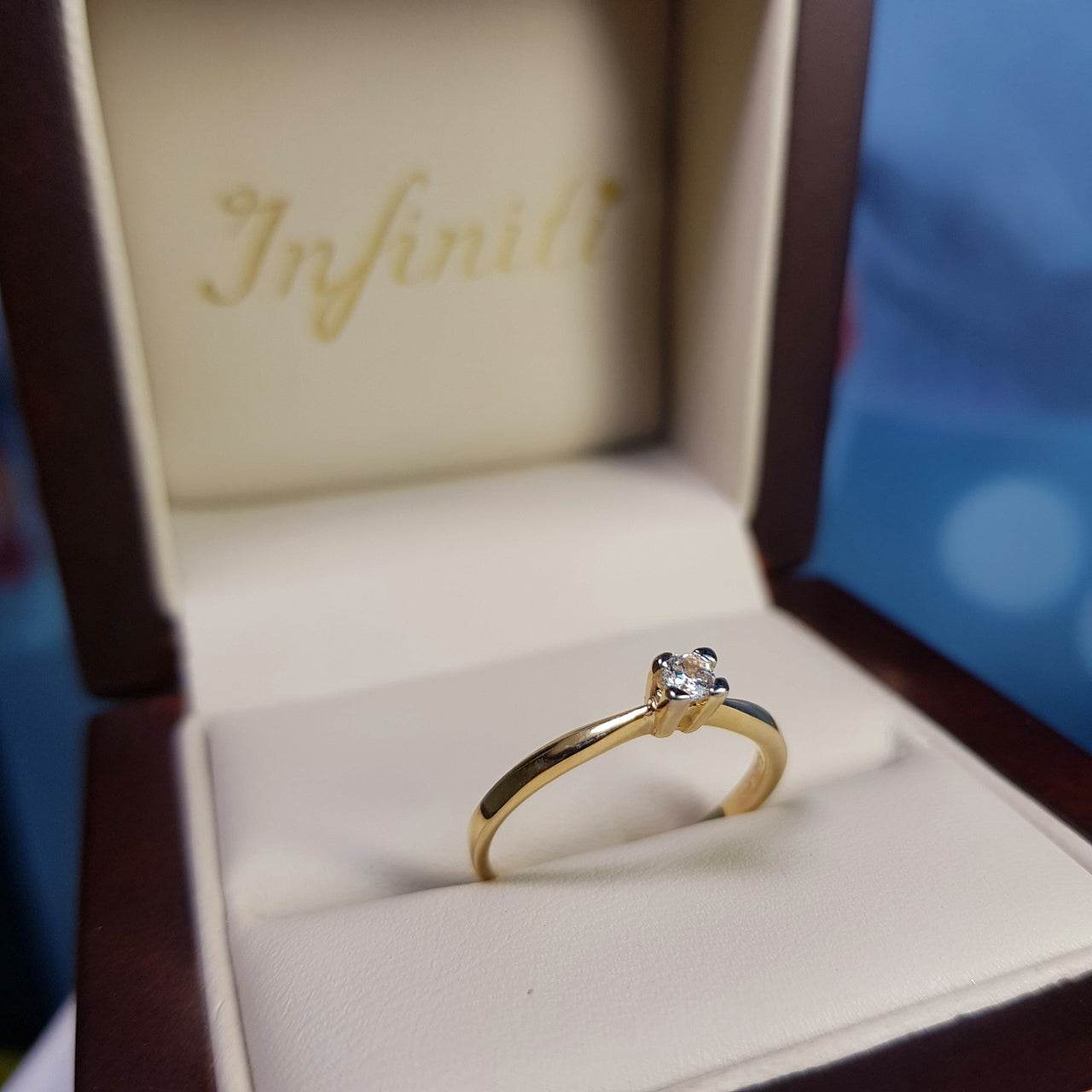 Anillo Oro 14k, Solitario Zirconia 3 mm - Infiniti Joyas