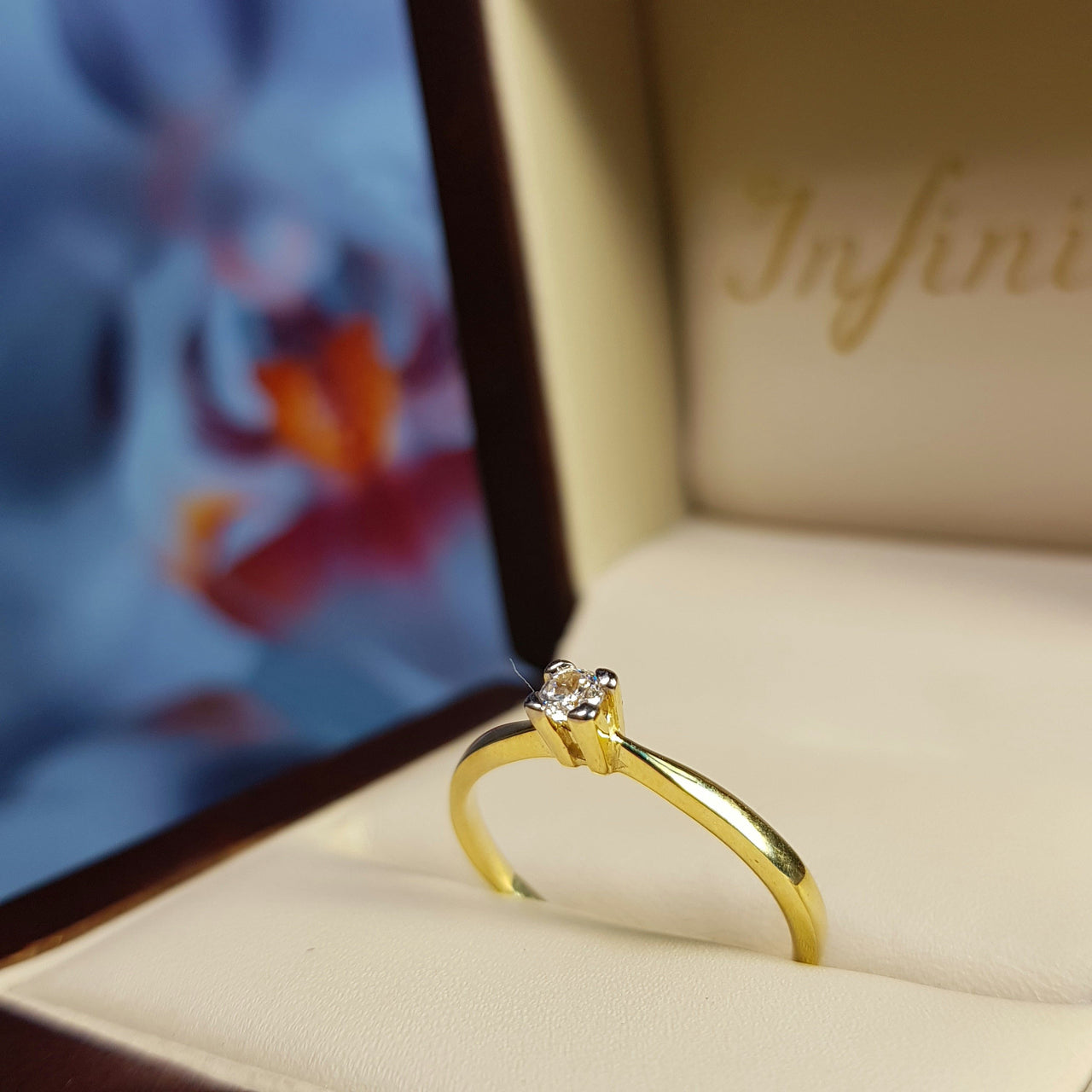 Anillo Oro 14k, Solitario Zirconia 3 mm - Infiniti Joyas
