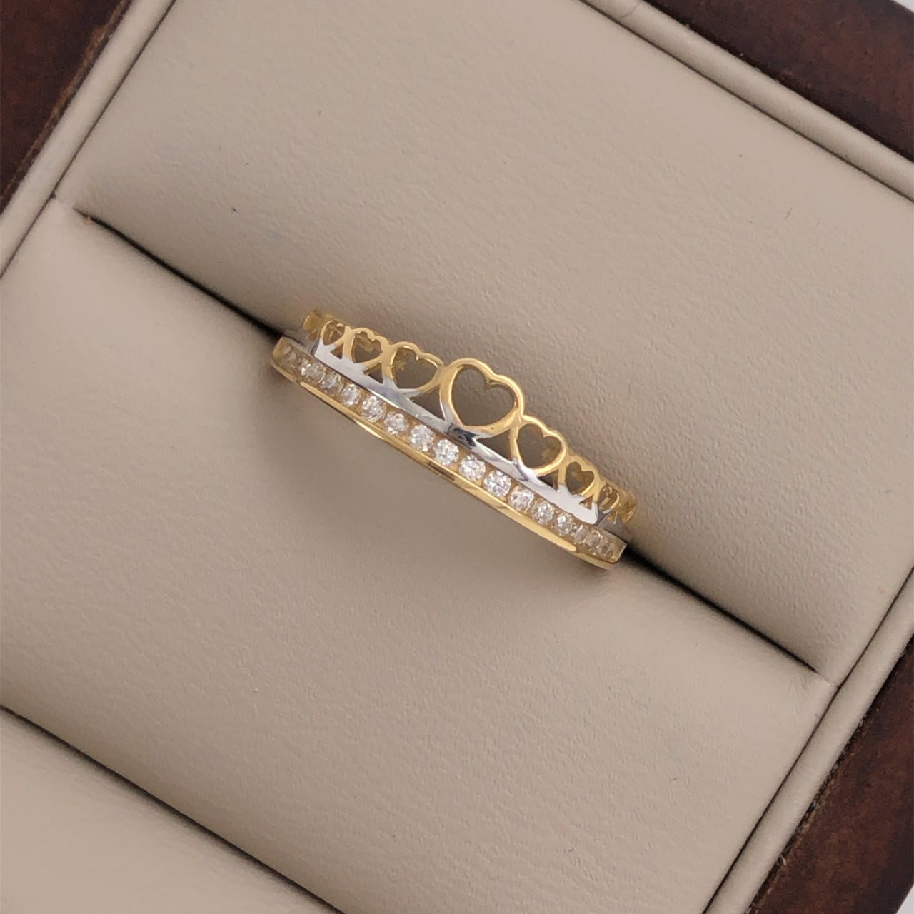 Churumbela Oro 10k con Corazones y Zirconias 1 mm - Infiniti Joyas