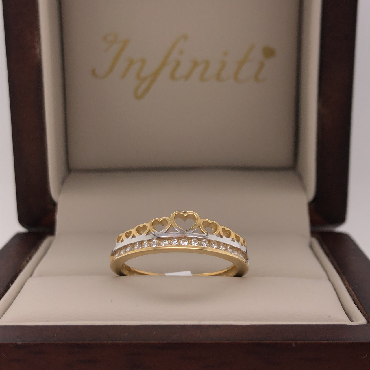 Churumbela Oro 10k con Corazones y Zirconias 1 mm - Infiniti Joyas