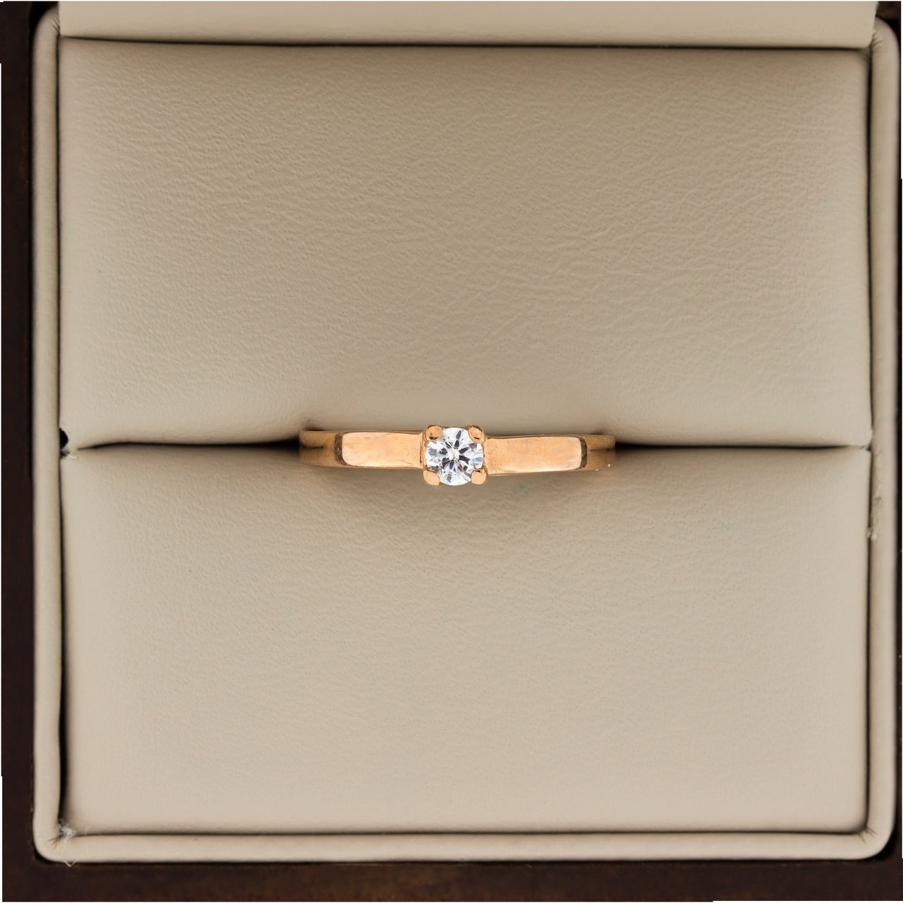 Anillo Oro Rosa 14k - Solitario Zirconia 3 mm