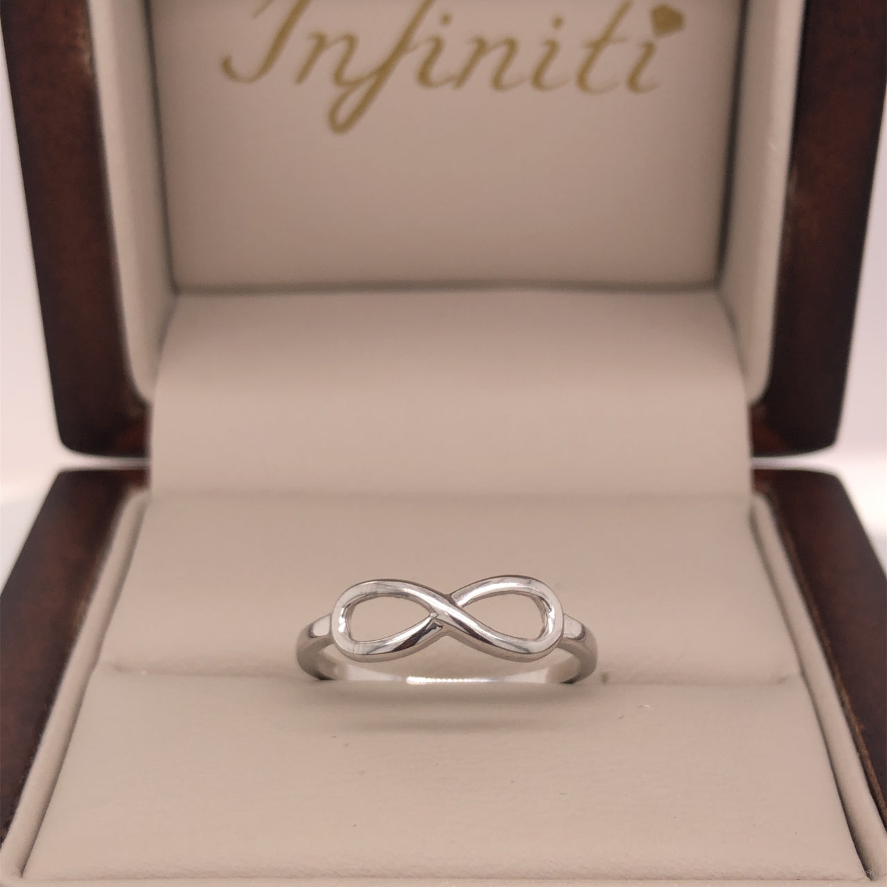 Anillo Oro Blanco 10k, Infinito Liso