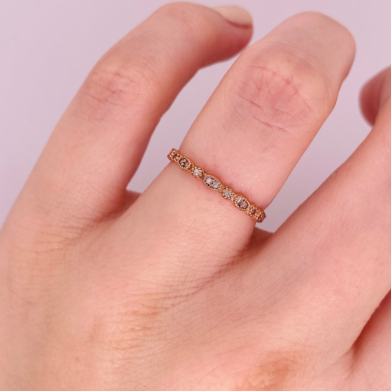 Churumbela Oro Rosa 14k - Eternity Zirconias de 0.5 mm