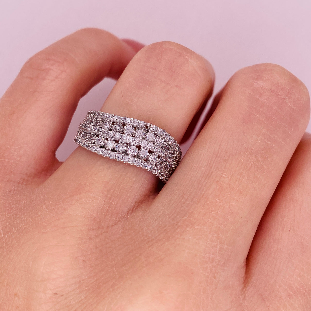 Churumbela Oro Blanco 10k, Zirconias de 1 mm