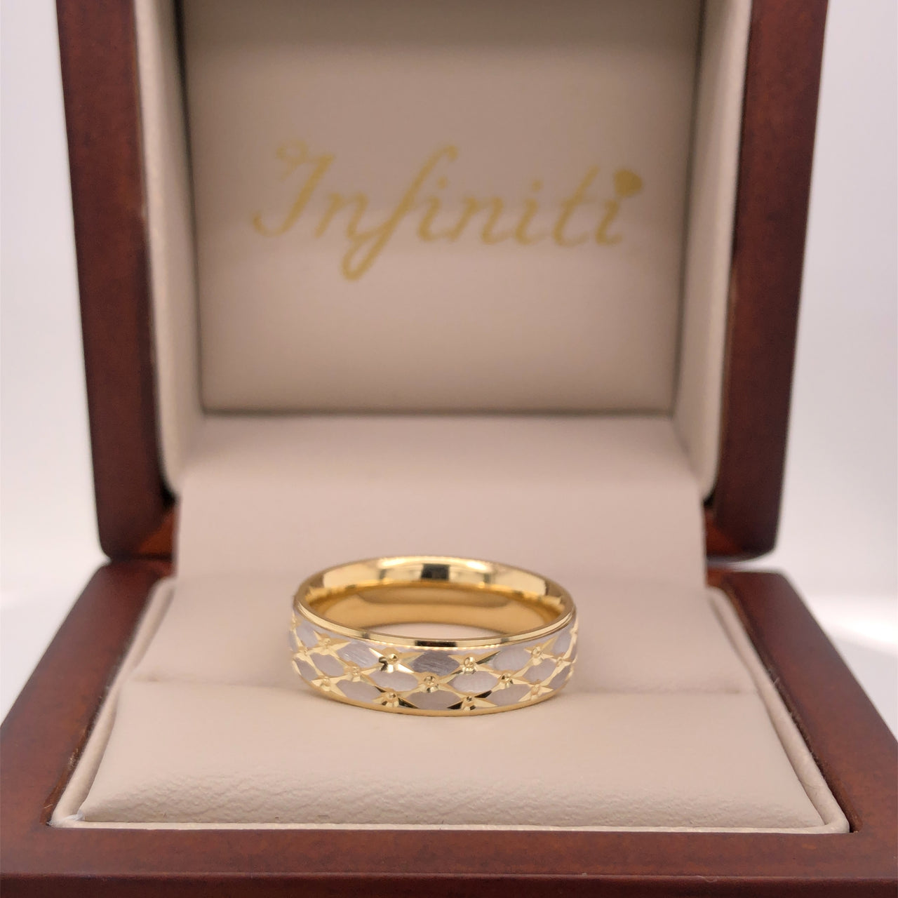 Argolla Oro Combinado 14k - Platinada, Ancho 5 mm