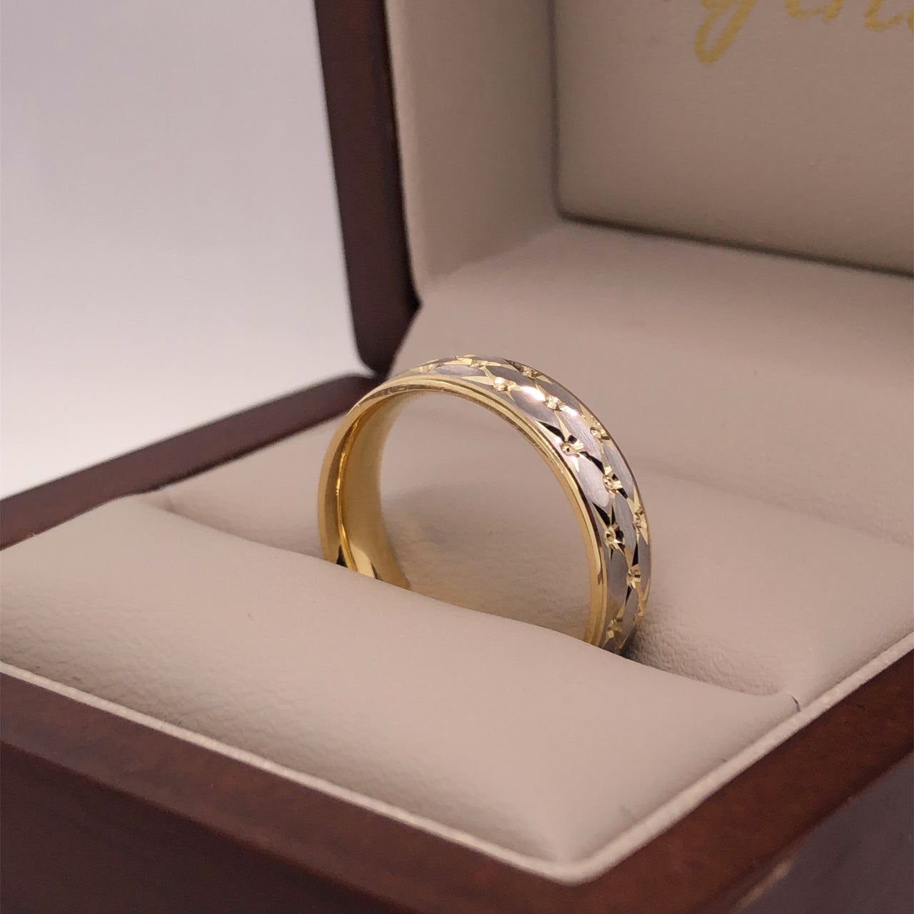 Argolla Oro Combinado 14k - Platinada, Ancho 5 mm