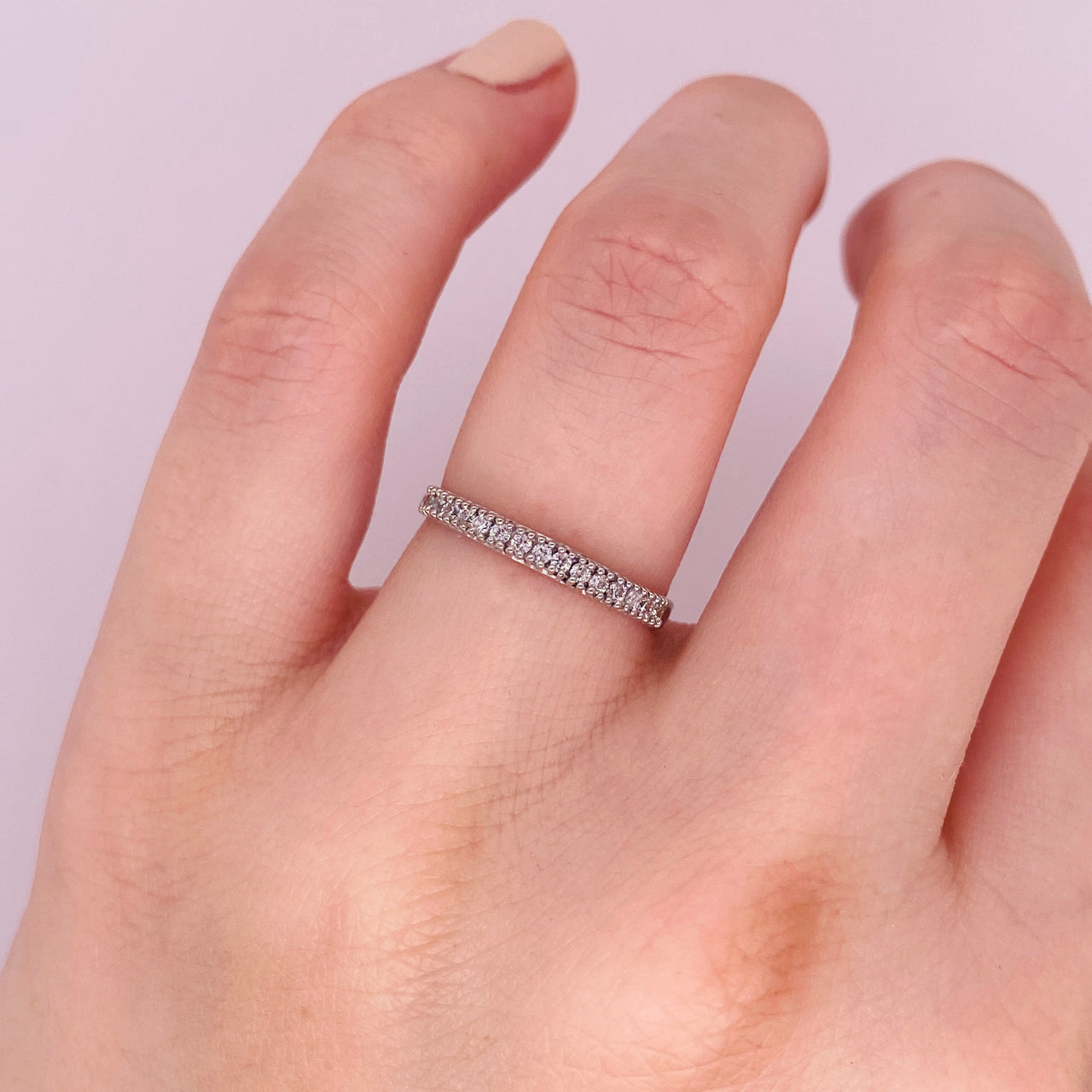 Churumbela Oro Blanco 10k, con Zirconias de 1 mm