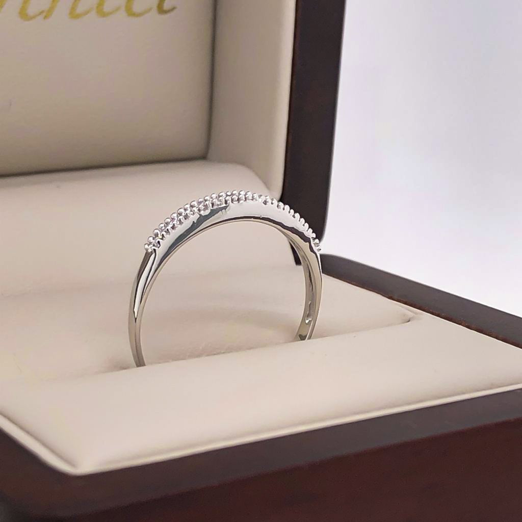 Churumbela Oro Blanco 10k, con Zirconias de  2mm - Infiniti Joyas