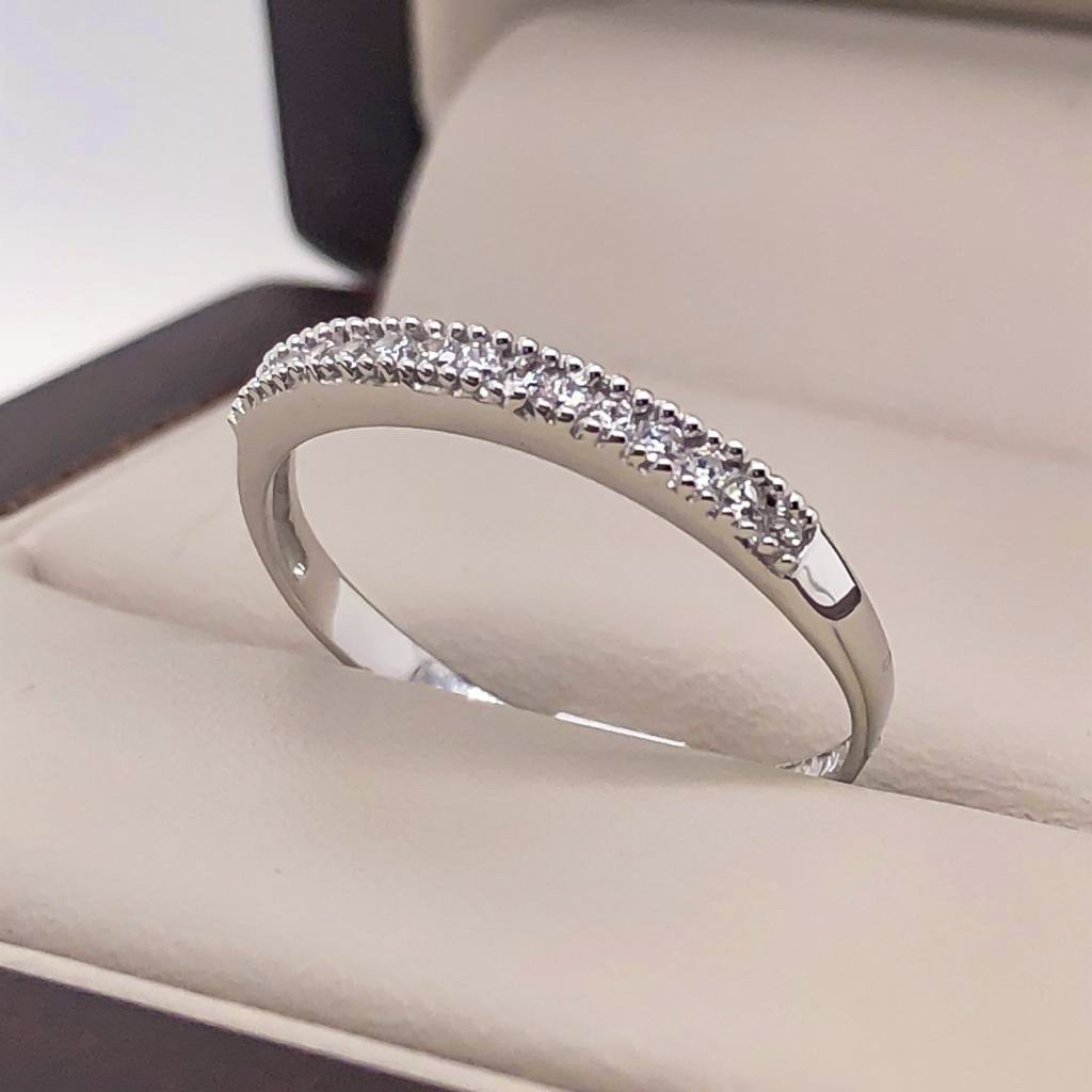 Churumbela Oro Blanco 10k, con Zirconias de  2mm - Infiniti Joyas