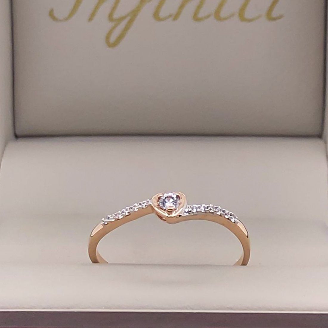 Anillo Oro Rosa 10k, Zirconia 2.25 mm - Infiniti Joyas