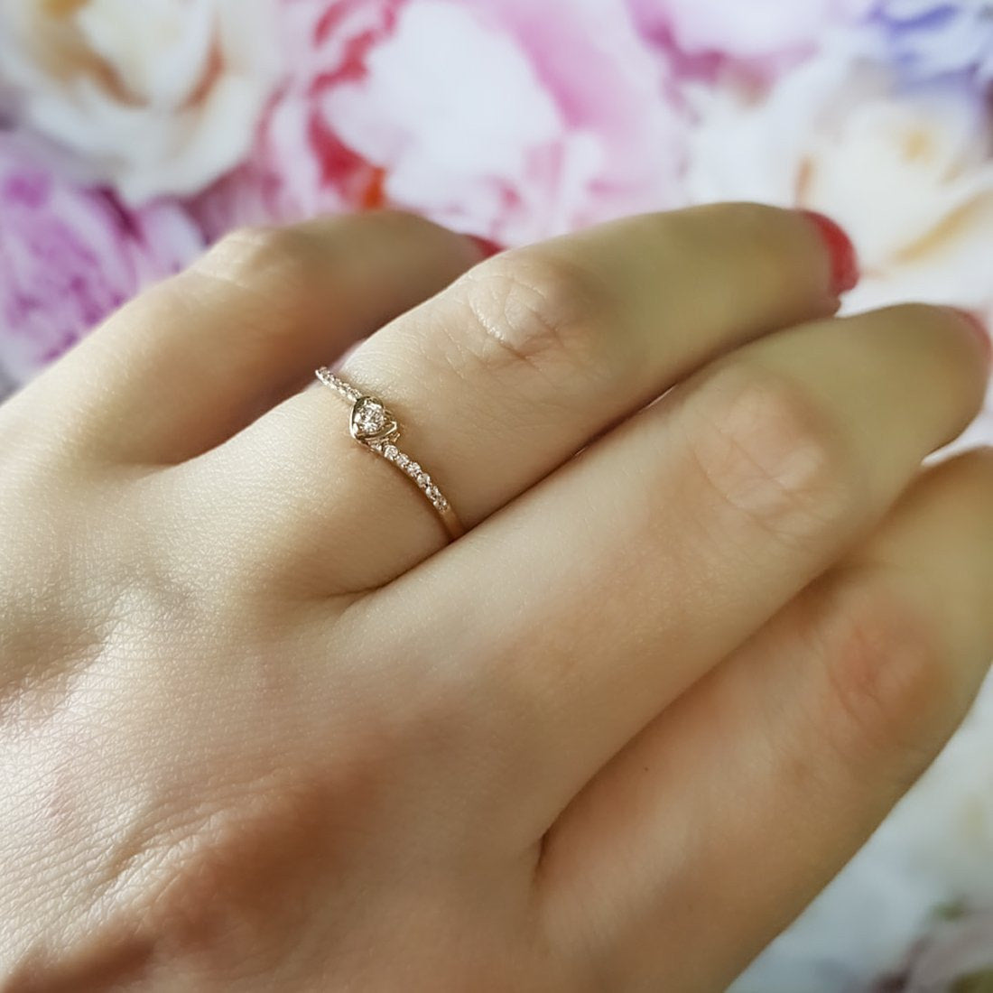 Anillo Oro Rosa 10k, Zirconia 2.25 mm - Infiniti Joyas